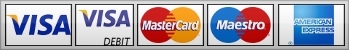 We accept most major credit and debit cards